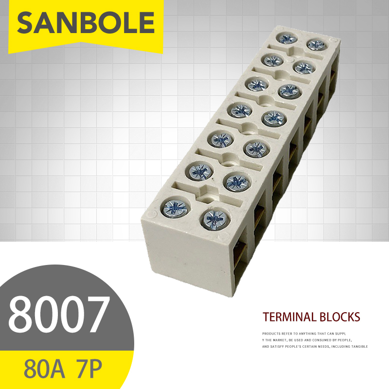 Screw Terminal Block - 10pcs 80A/7P Terminal blocks Fixed Type