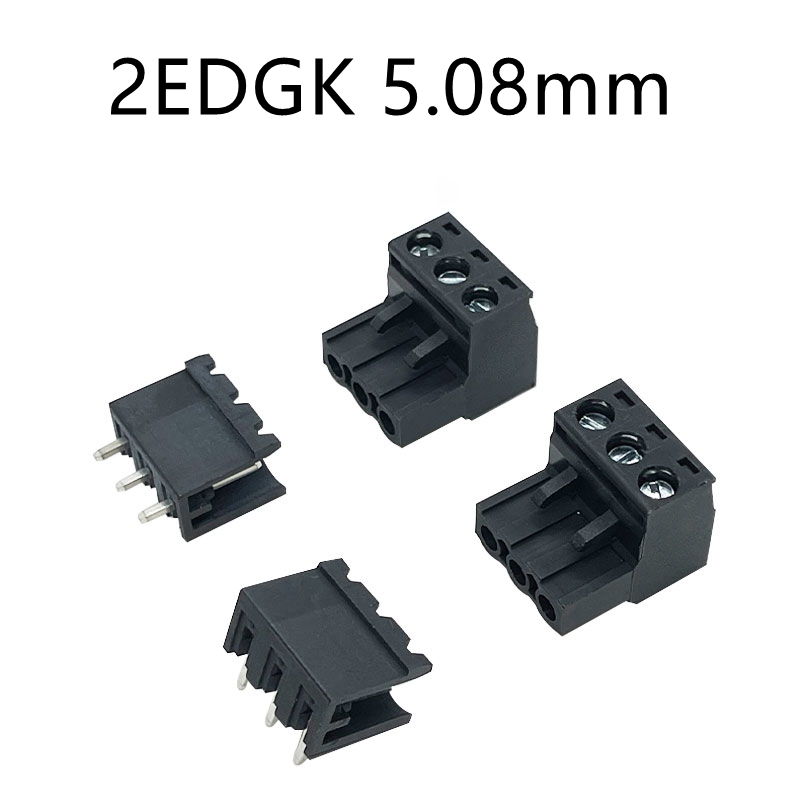 Screw Terminal Block - 10Sets 2EDGK 5.08mm Black PlUG-IN Terminal